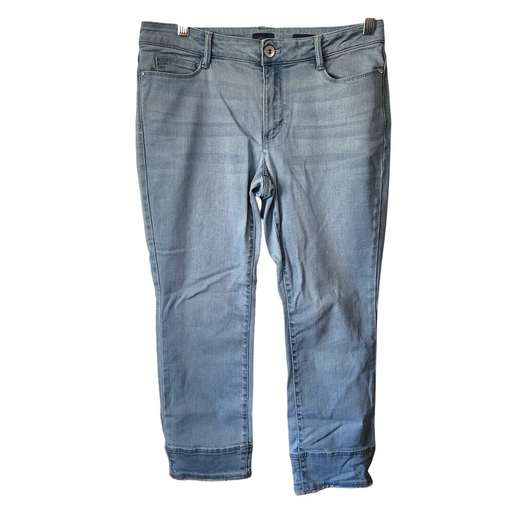 j. jill Denim Authentic Fit Cropped Light Wash Raw Hem Jeans Size 6